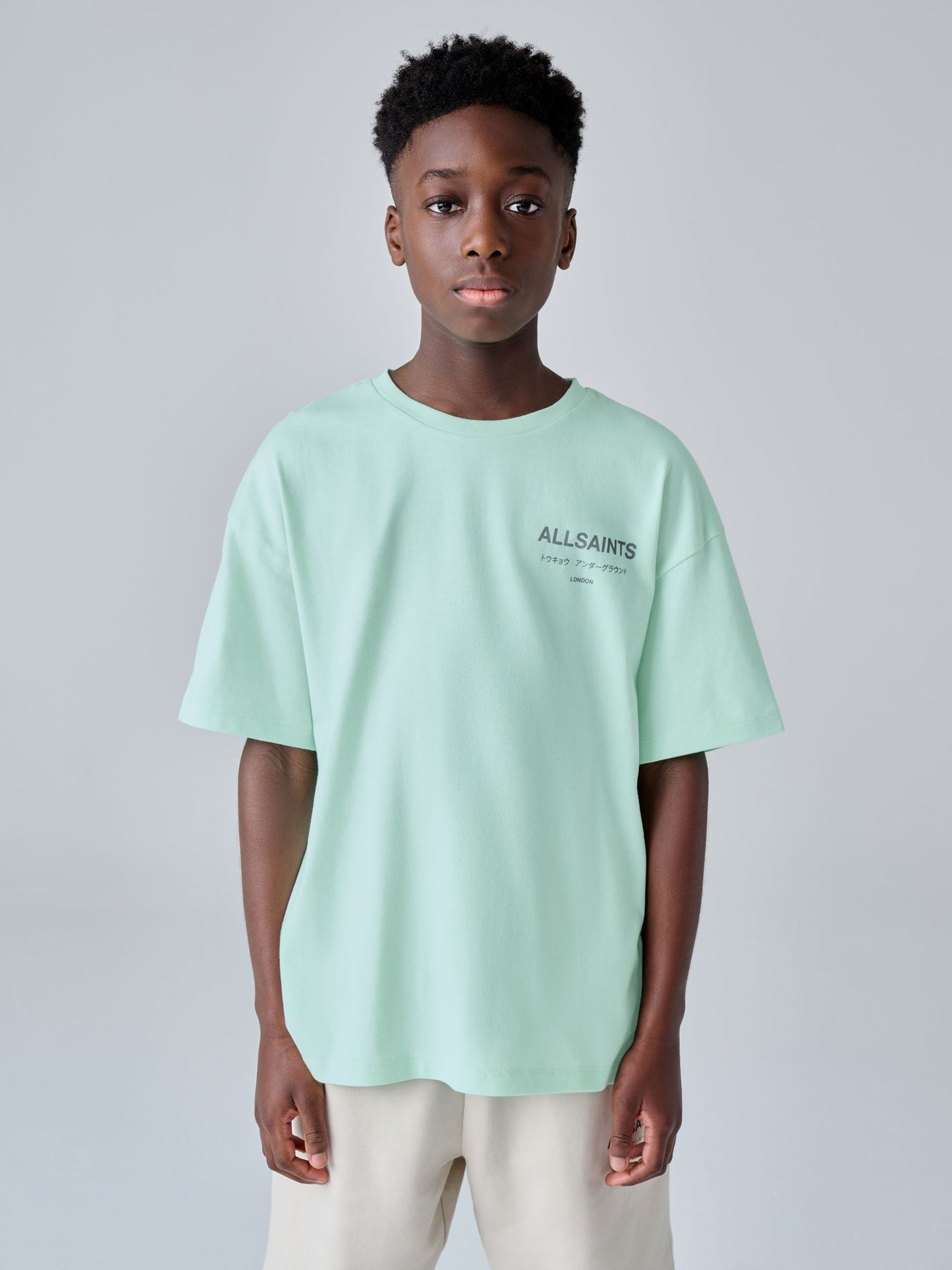 Dsiney Kidz - smALLSAINTS Mint Green Oversized Underground Crew Neck Cotton T-Shirt image 1