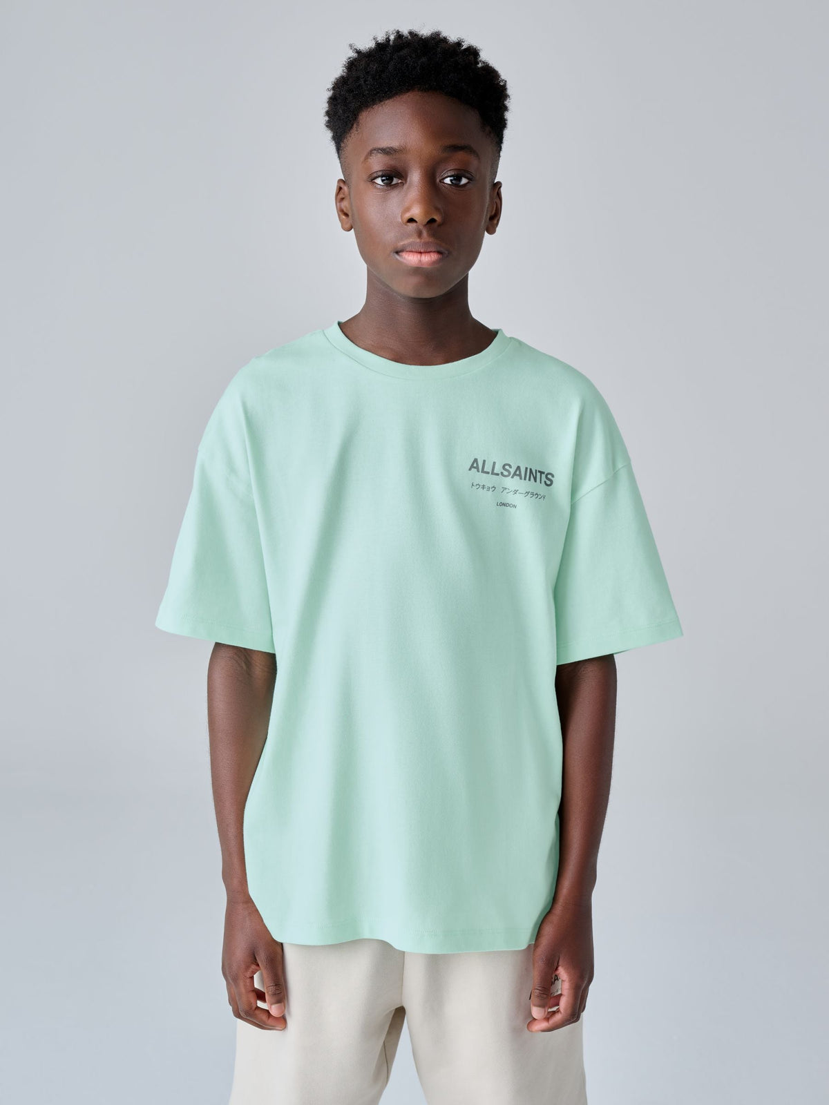 Dsiney Kidz - smALLSAINTS Mint Green Oversized Underground Crew Neck Cotton T-Shirt image 1