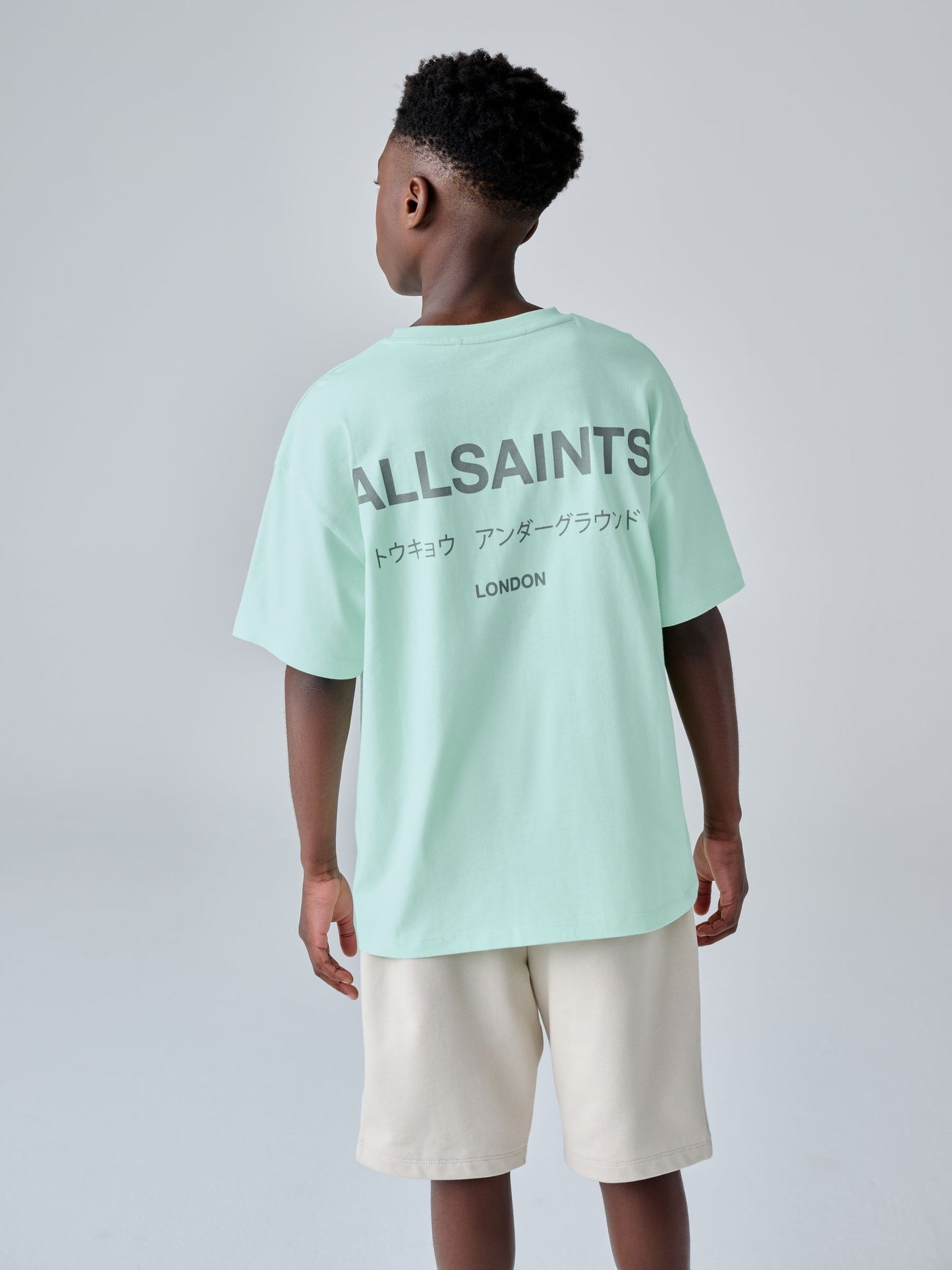 Dsiney Kidz - smALLSAINTS Mint Green Oversized Underground Crew Neck Cotton T-Shirt image 2