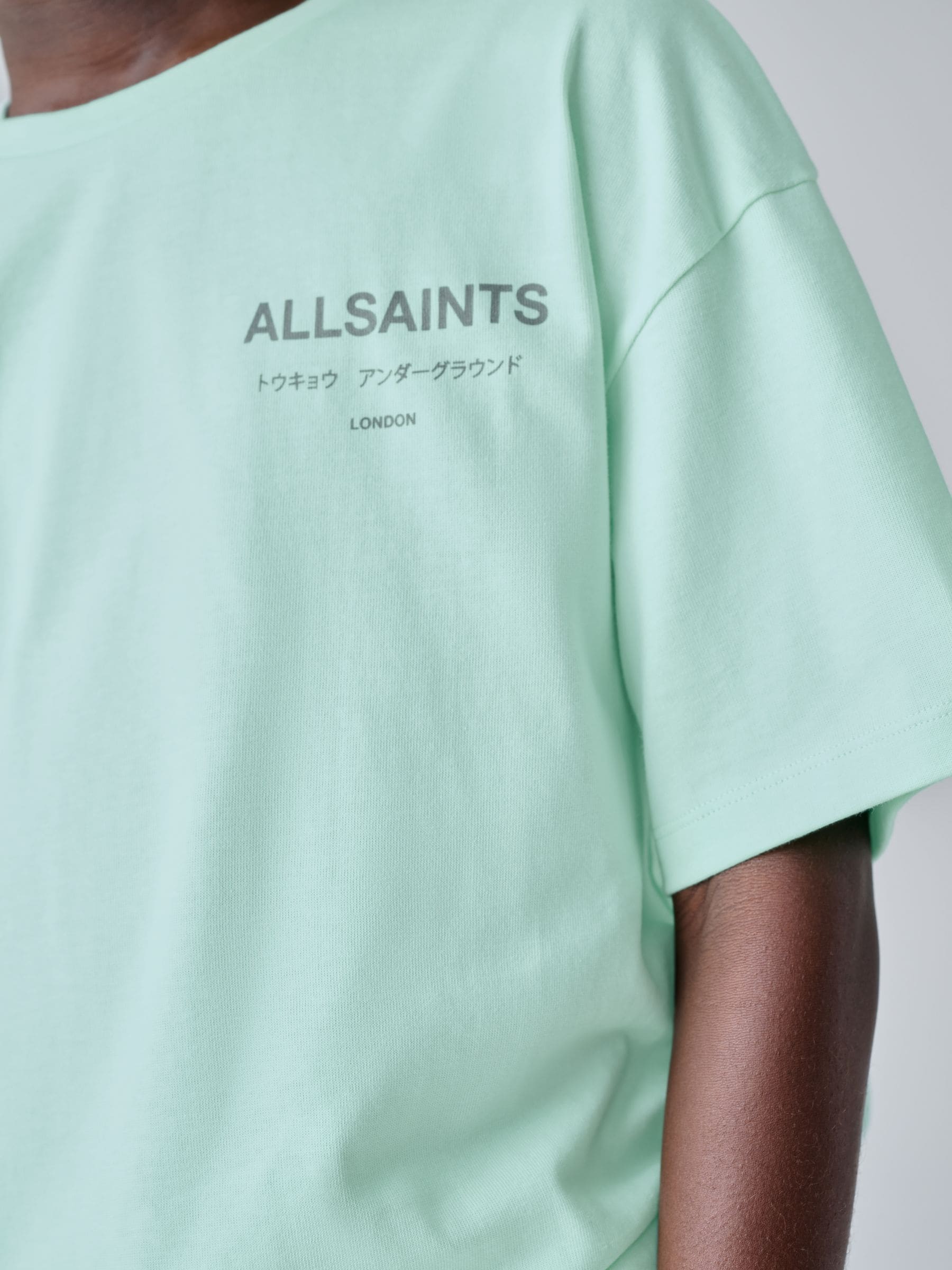 Dsiney Kidz - smALLSAINTS Mint Green Oversized Underground Crew Neck Cotton T-Shirt image 4