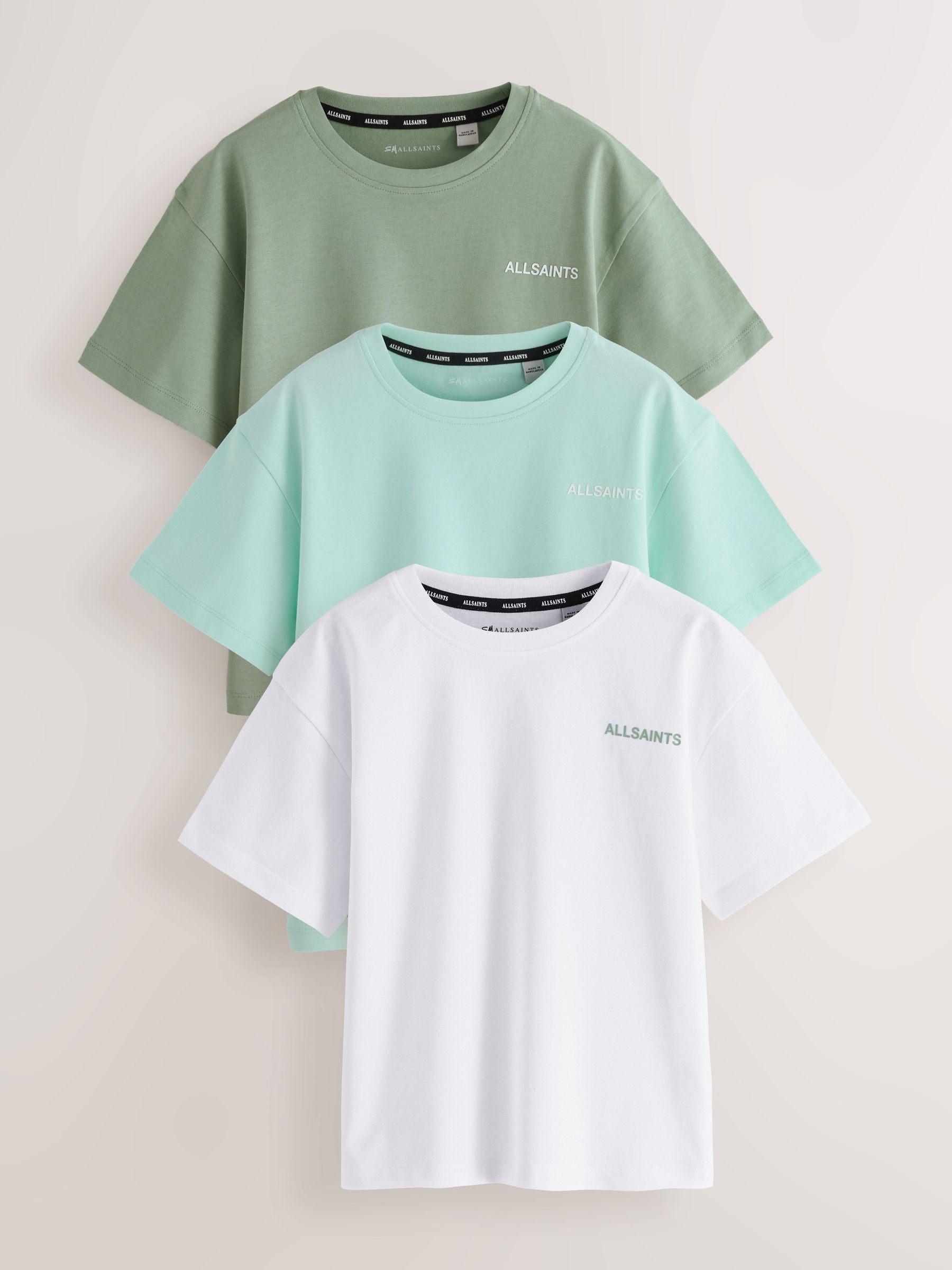 Dsiney Kidz - smALLSAINTS Green/Blue Logo Crew Relaxed T-Shirts 3 Pack image 1