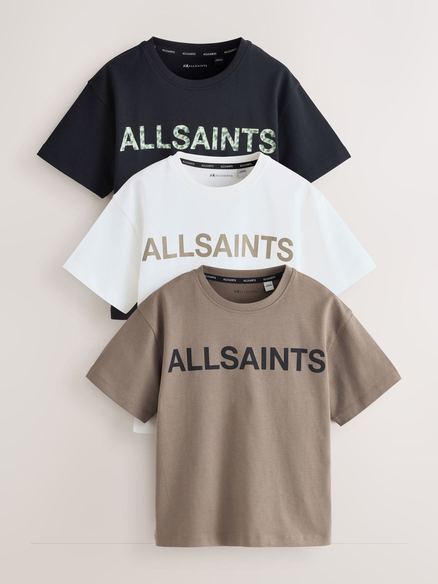 Dsiney Kidz - smALLSAINTS Black/Brown Logo Crew Neck Relaxed T-Shirts 3 Pack image 1