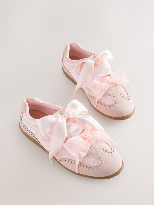 Baker by Ted Baker Pink Satin Gum Sole Ballet Trainers image 1