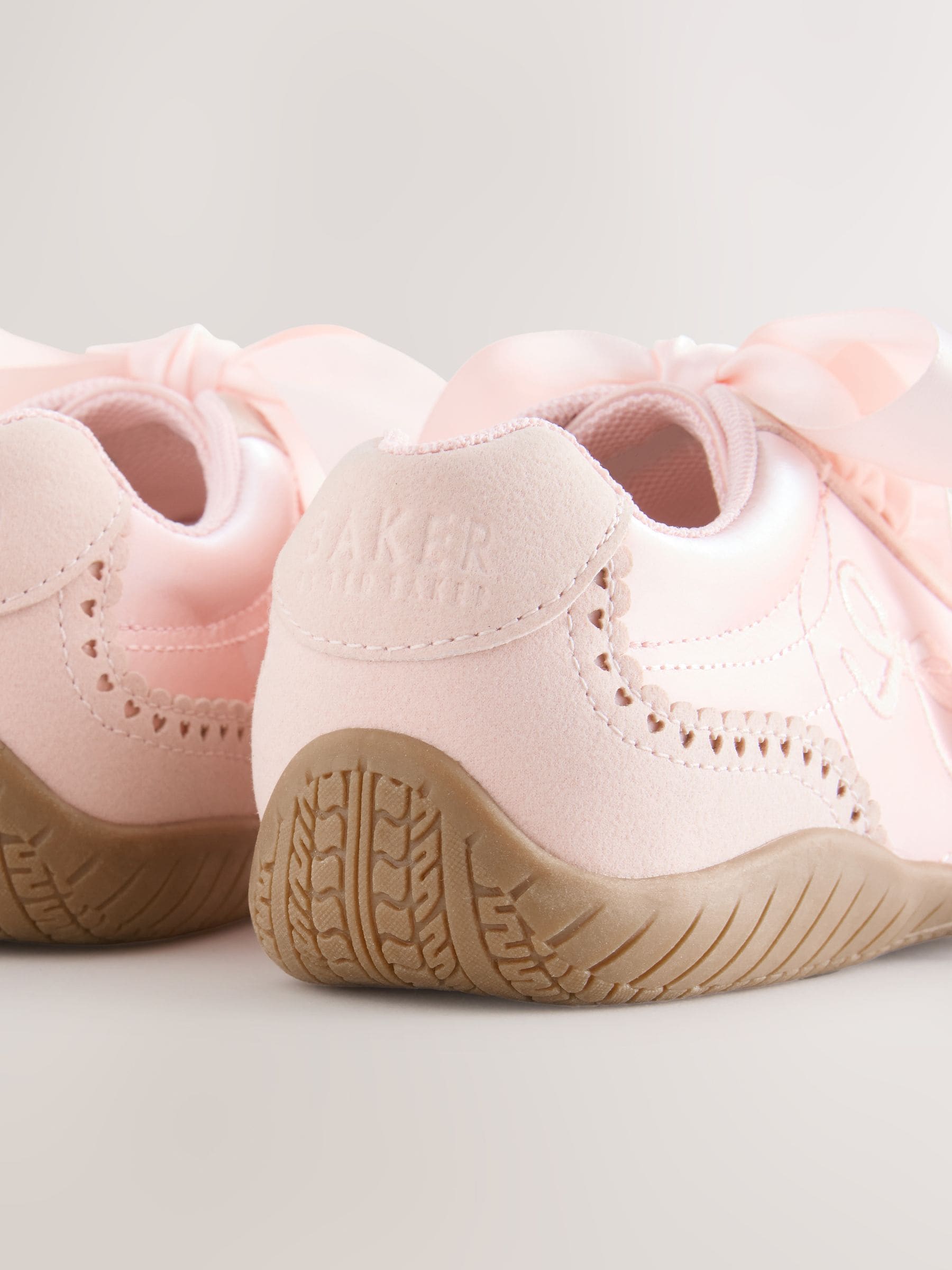Baker by Ted Baker Pink Satin Gum Sole Ballet Trainers image 4