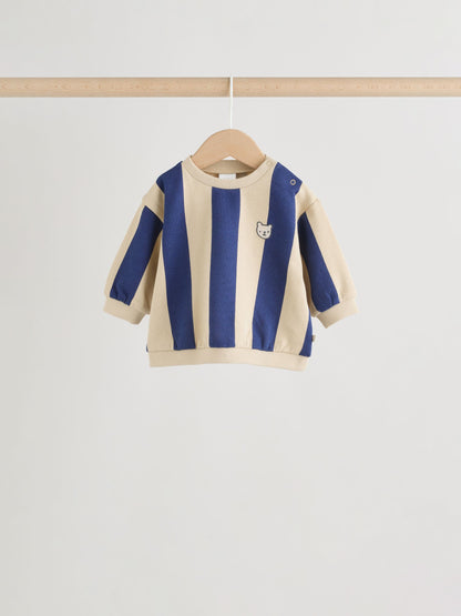 Blue/Rust Stripe Sweatshirt and Shorts 4 Piece Baby Set (0mths-2yrs) image 3