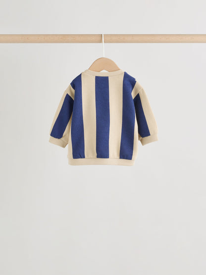 Blue/Rust Stripe Sweatshirt and Shorts 4 Piece Baby Set (0mths-2yrs) image 4