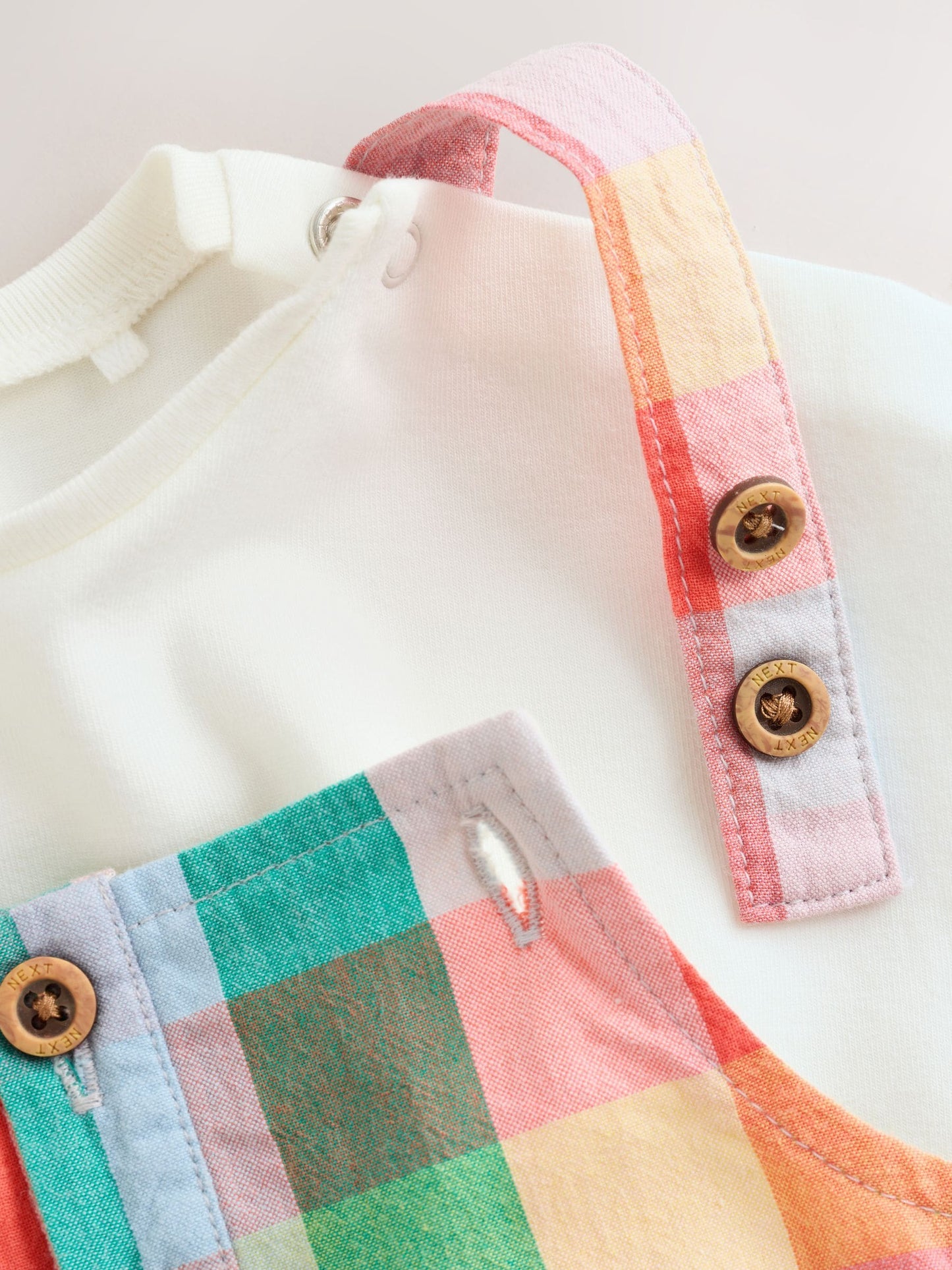 Bright Multi Colour Check Woven Dungaree and Bodysuit Set (0mths-2yrs) image 7