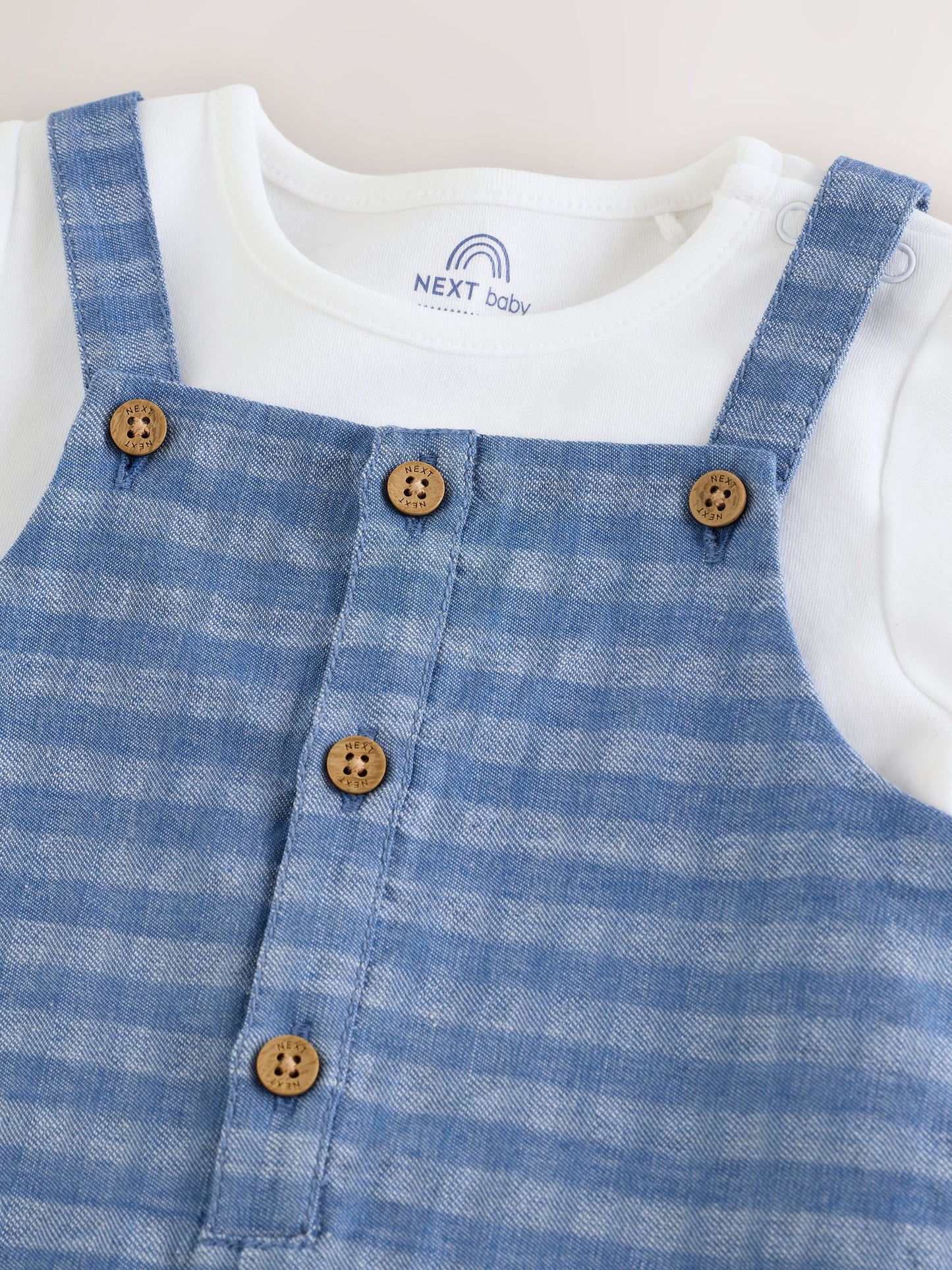 Blue Check Woven Dungaree and Bodysuit Set (0mths-2yrs) image 5