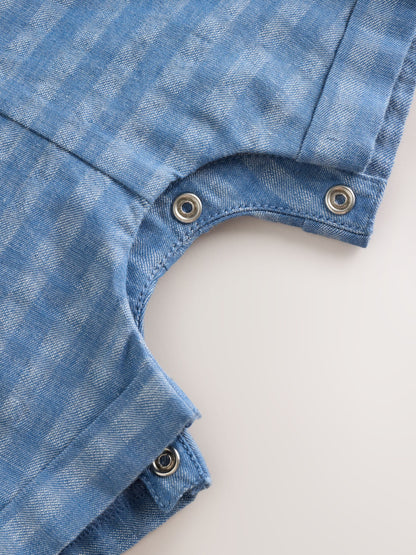 Blue Check Woven Dungaree and Bodysuit Set (0mths-2yrs) image 6