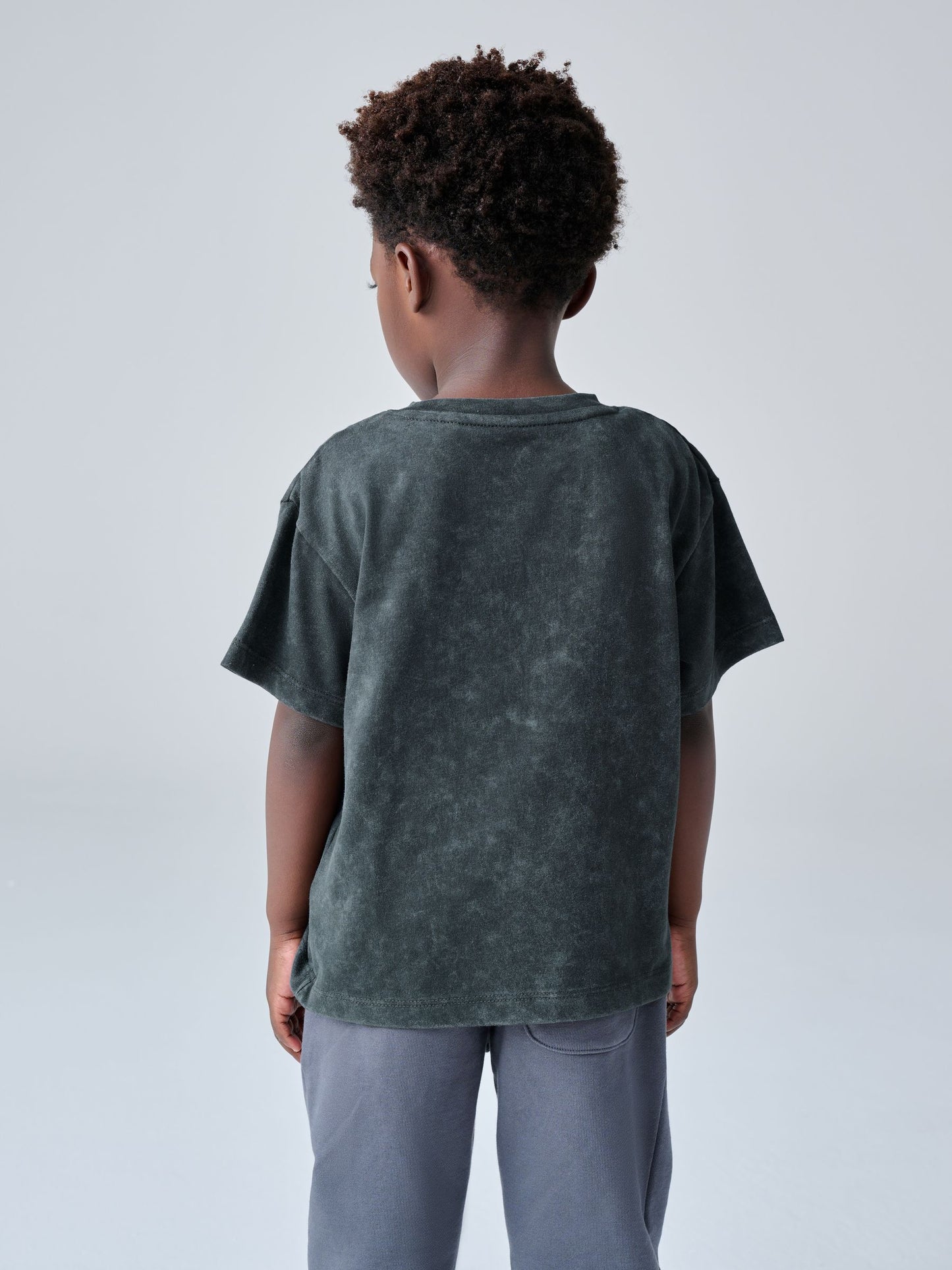 smALLSAINTS Washed Black Oversized Distortion Crew Neck Younger T-Shirt image 3