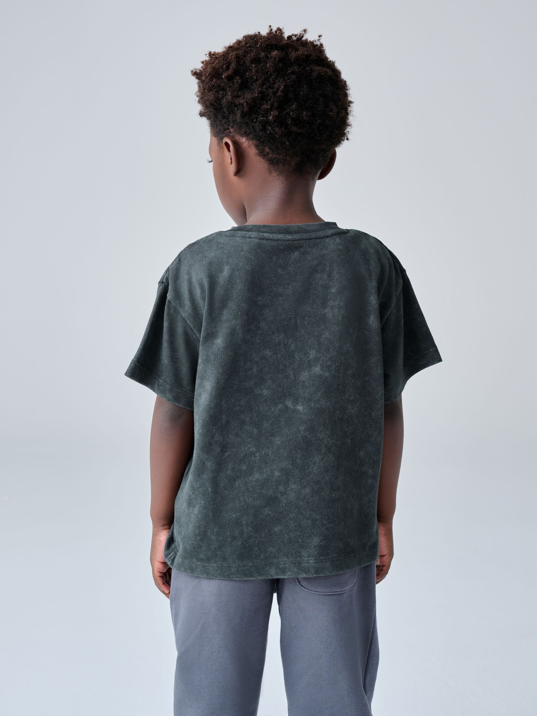 smALLSAINTS Washed Black Oversized Distortion Crew Neck Younger T-Shirt image 3