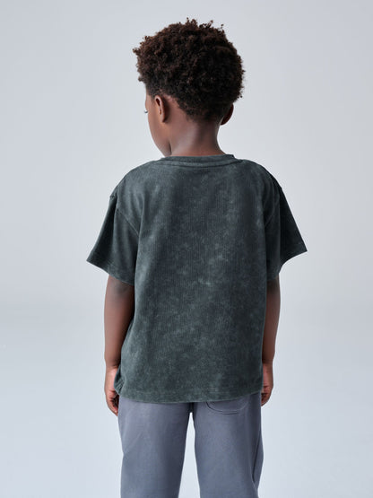 smALLSAINTS Washed Black Oversized Distortion Crew Neck Younger T-Shirt image 3