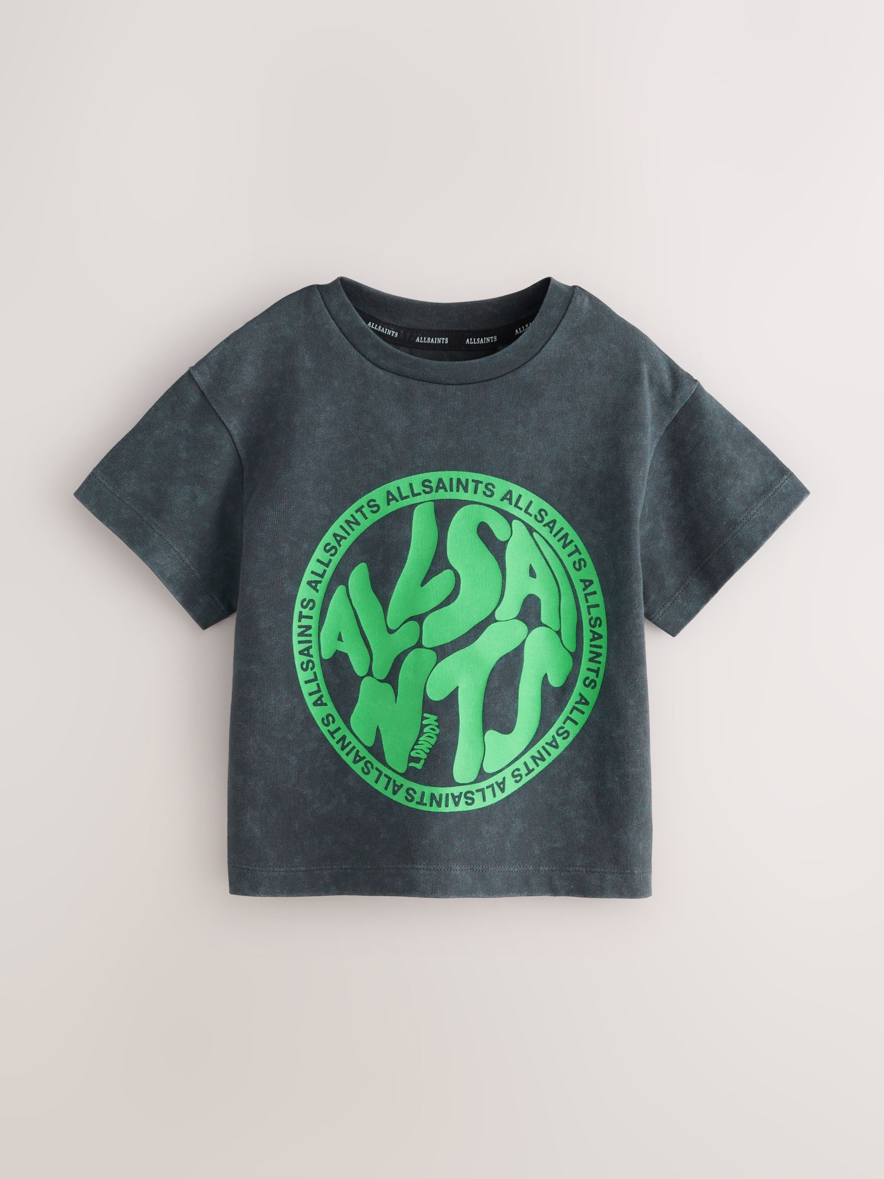 smALLSAINTS Washed Black Oversized Distortion Crew Neck Younger T-Shirt image 4