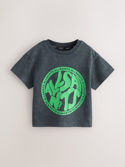 smALLSAINTS Washed Black Oversized Distortion Crew Neck Younger T-Shirt image 4