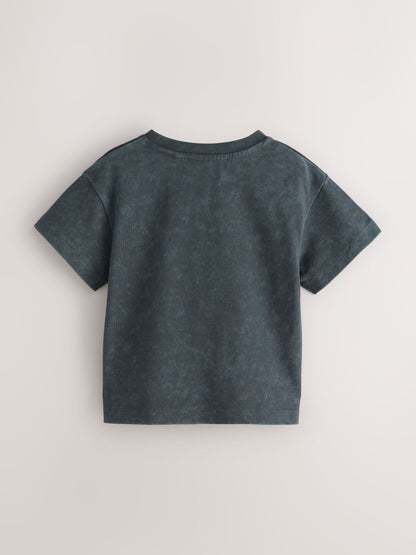 smALLSAINTS Washed Black Oversized Distortion Crew Neck Younger T-Shirt image 5