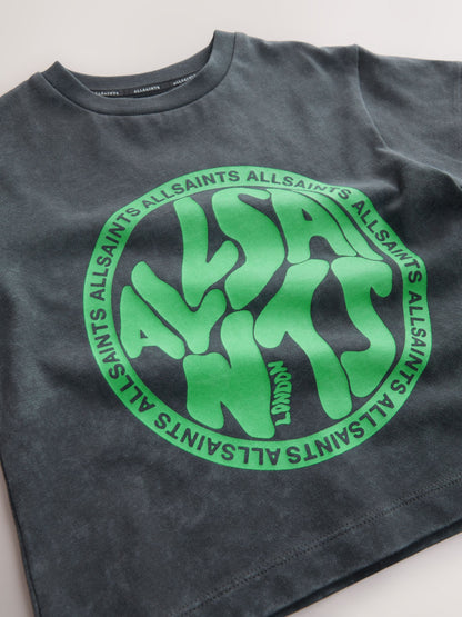smALLSAINTS Washed Black Oversized Distortion Crew Neck Younger T-Shirt image 6