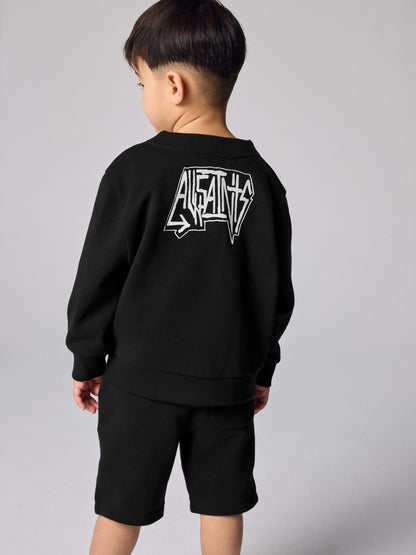 smALLSAINTS Black Motive Jacket T-Shirt and Shorts 3 Piece Set image 3