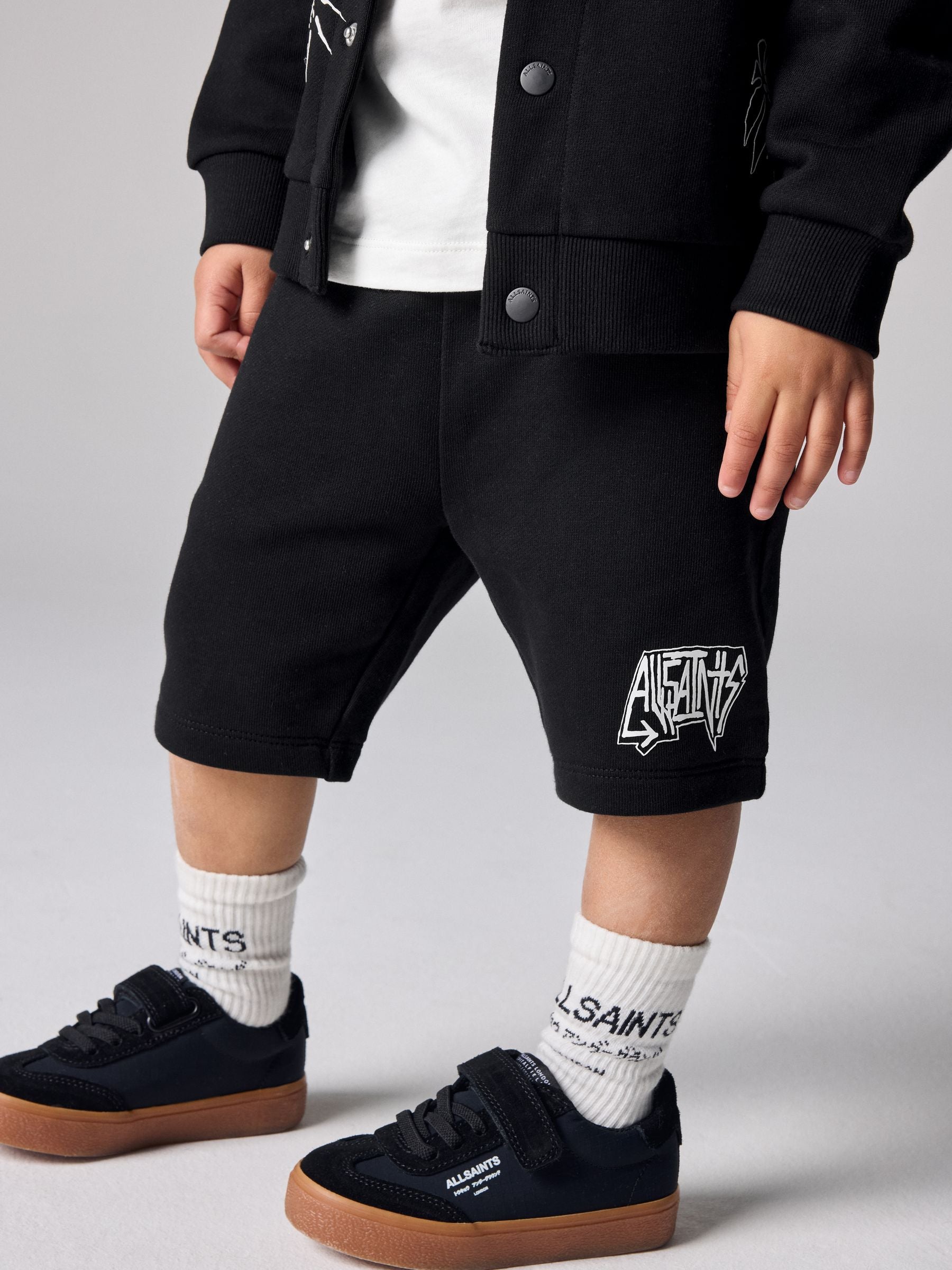 smALLSAINTS Black Motive Jacket T-Shirt and Shorts 3 Piece Set image 4