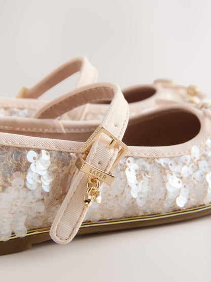 Baker by Ted Baker Ivory Champagne Sequin Ocassion Mary Jane Shoes image 2