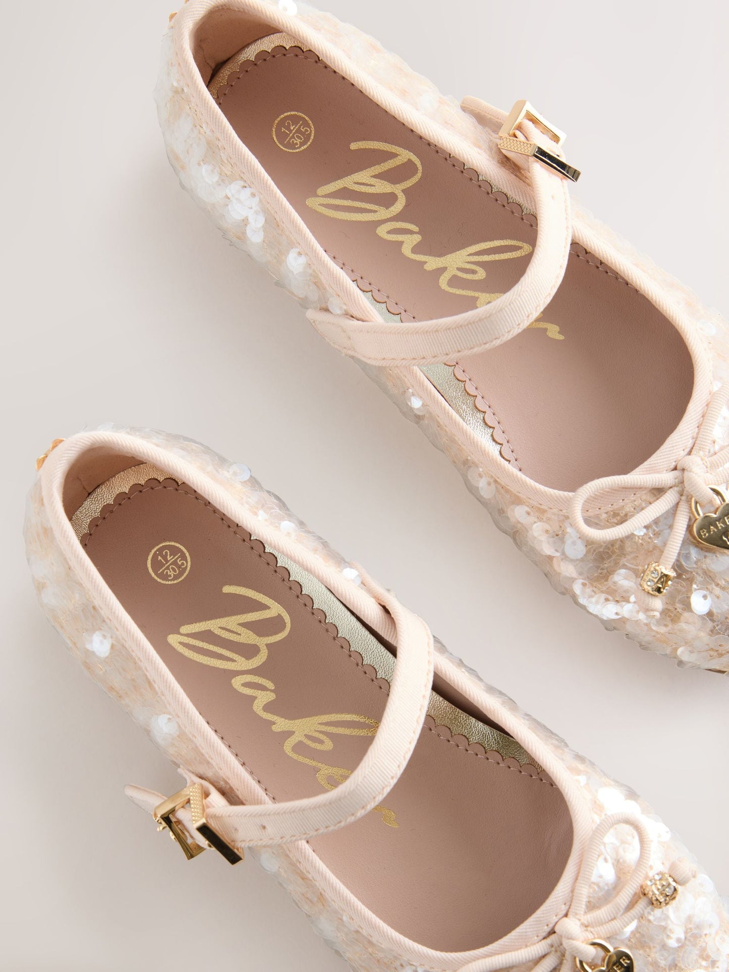 Baker by Ted Baker Ivory Champagne Sequin Ocassion Mary Jane Shoes image 3