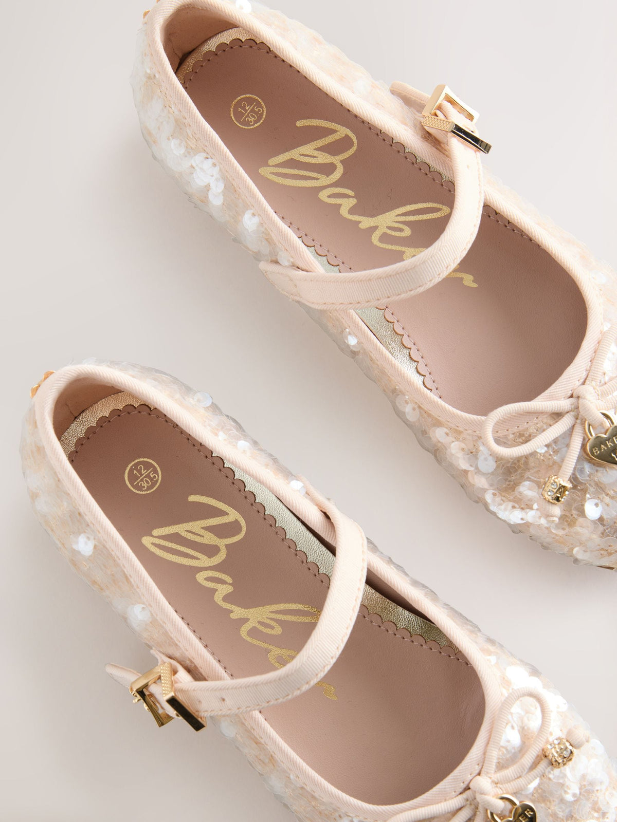 Baker by Ted Baker Ivory Champagne Sequin Ocassion Mary Jane Shoes image 3