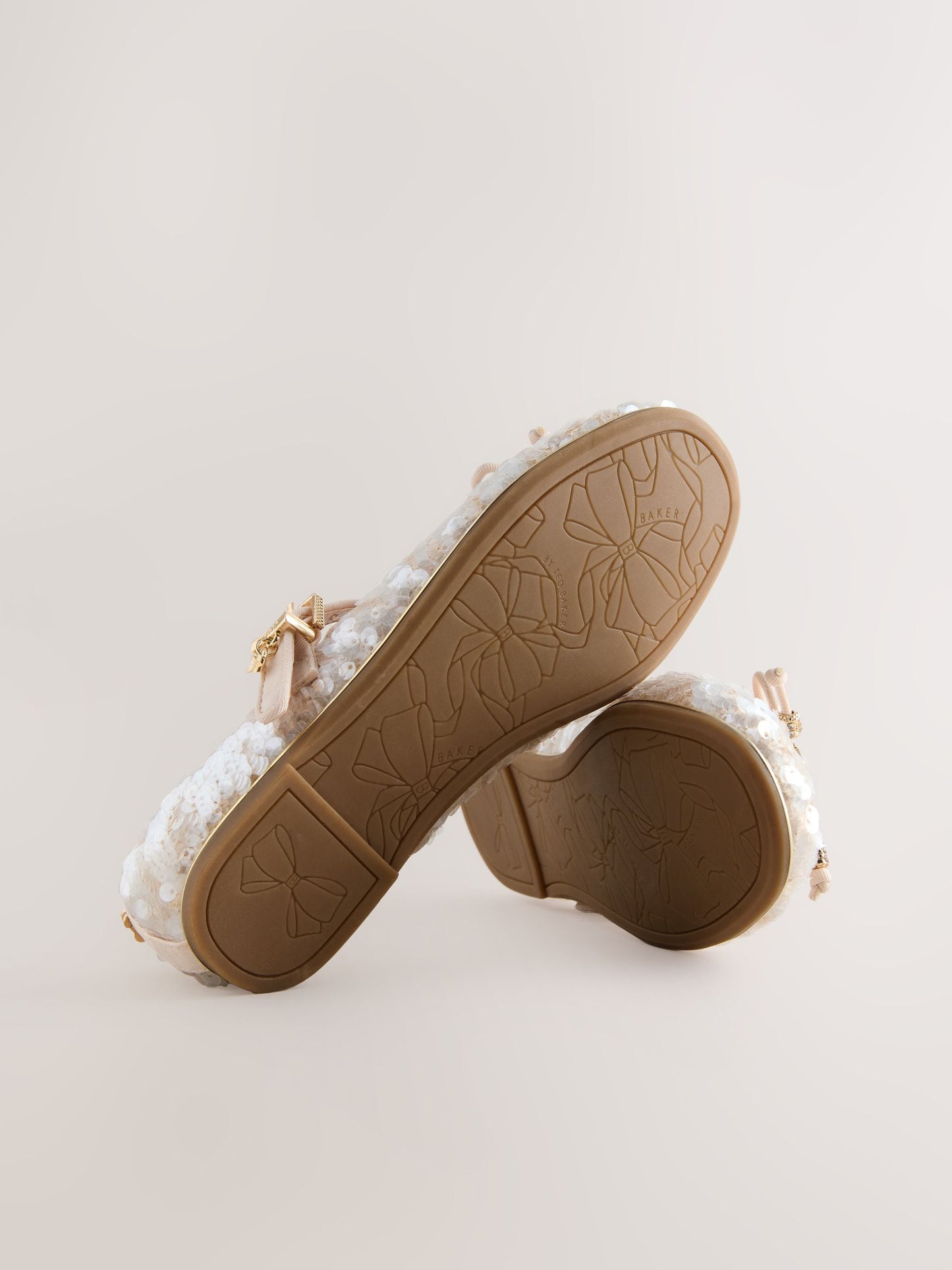 Baker by Ted Baker Ivory Champagne Sequin Ocassion Mary Jane Shoes image 4