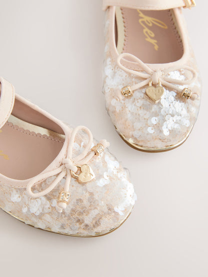 Baker by Ted Baker Ivory Champagne Sequin Ocassion Mary Jane Shoes image 7