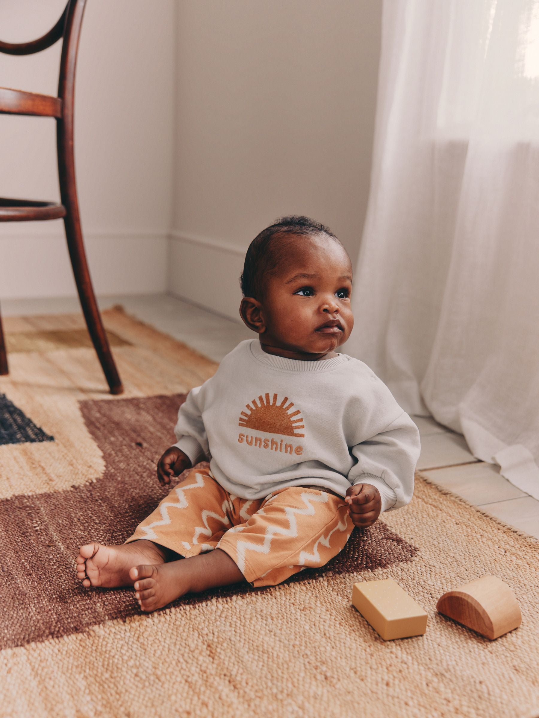 Grey/Rust Sun Sweat Top and Joggers Baby Set (0mths-2yrs) image 2