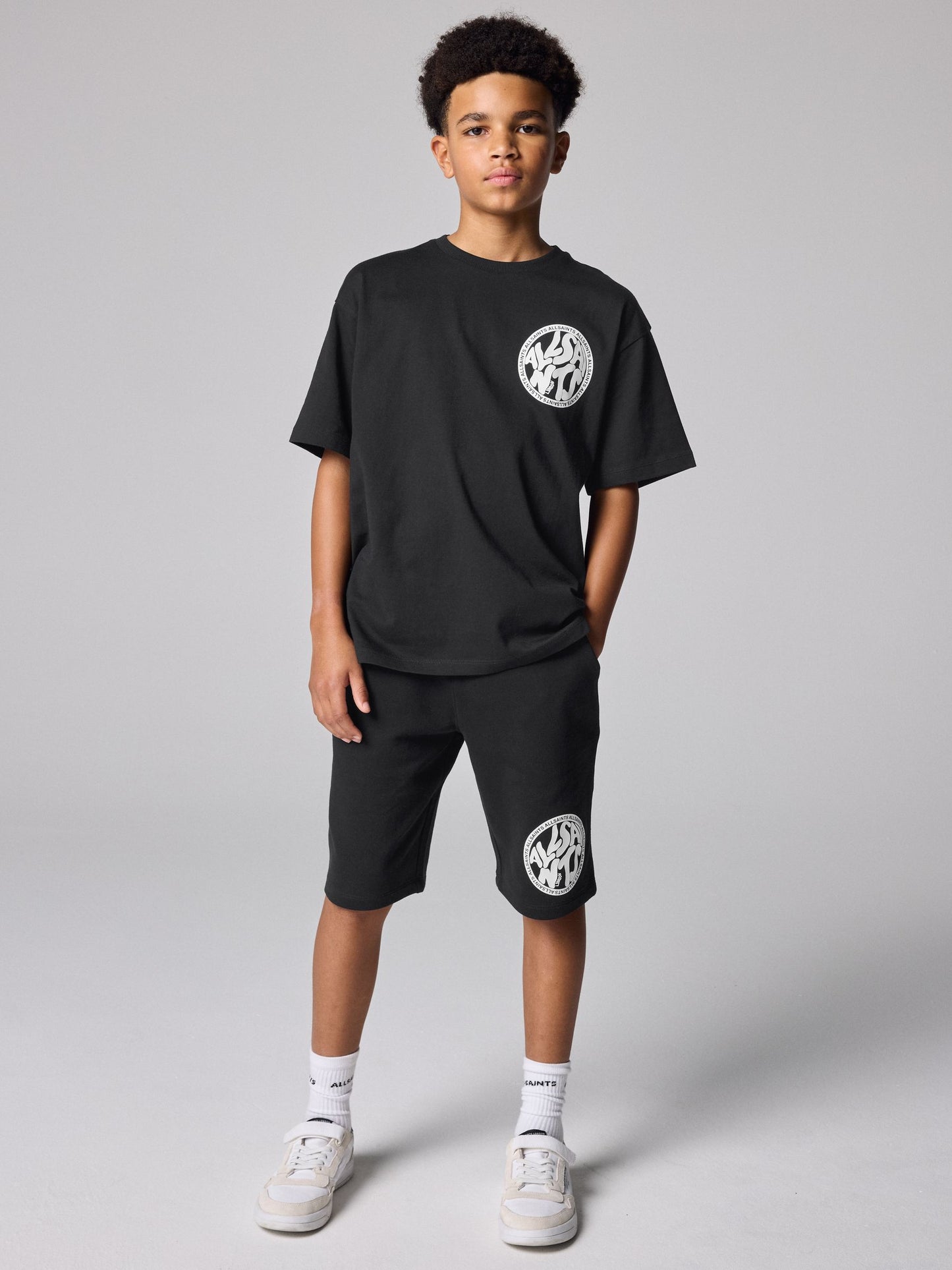 Dsiney Kidz - smALLSAINTS Black Distortion T-Shirt and Sweat Shorts Set image 1