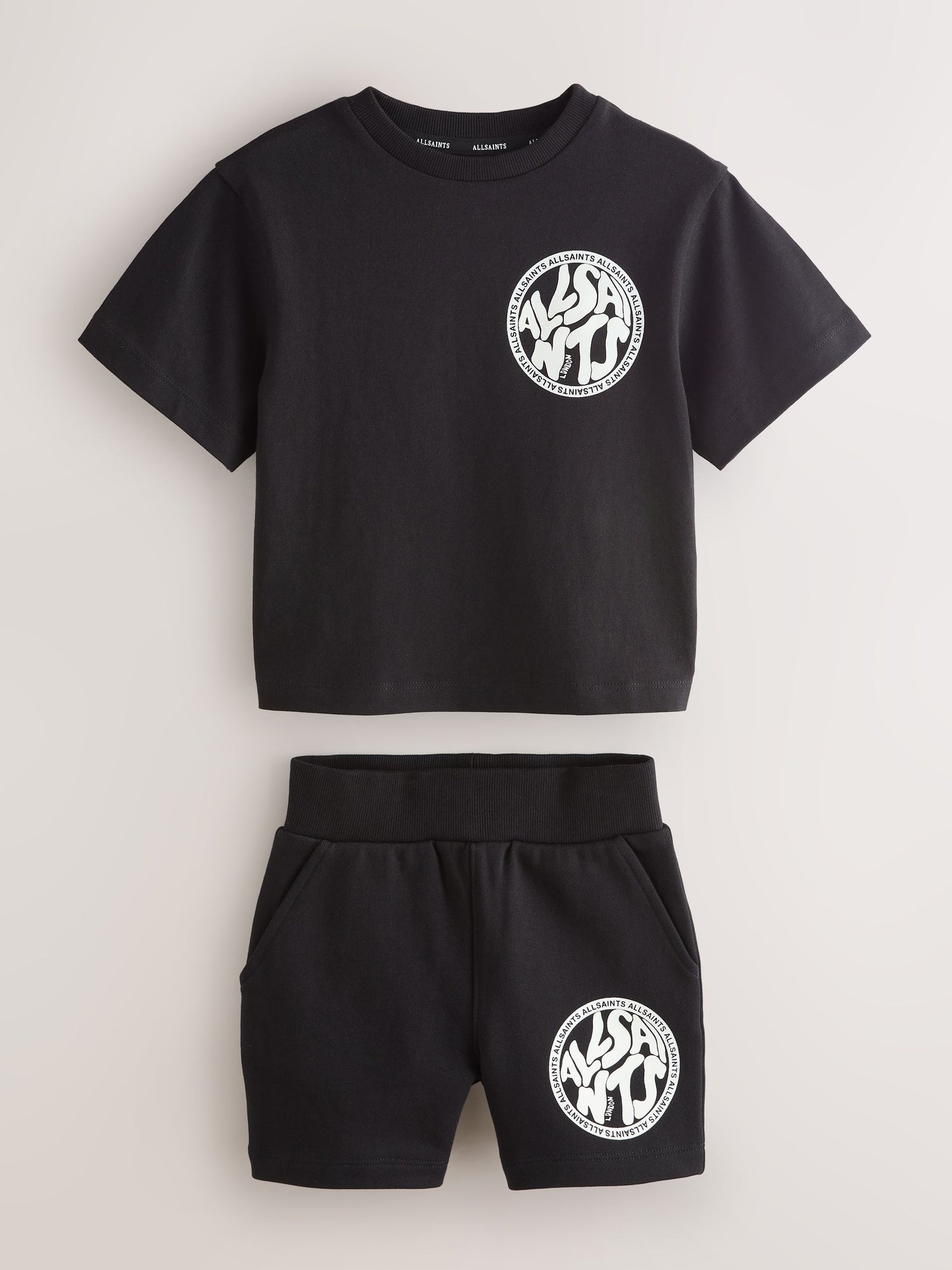 Dsiney Kidz - smALLSAINTS Black Distortion T-Shirt and Sweat Shorts Set image 13