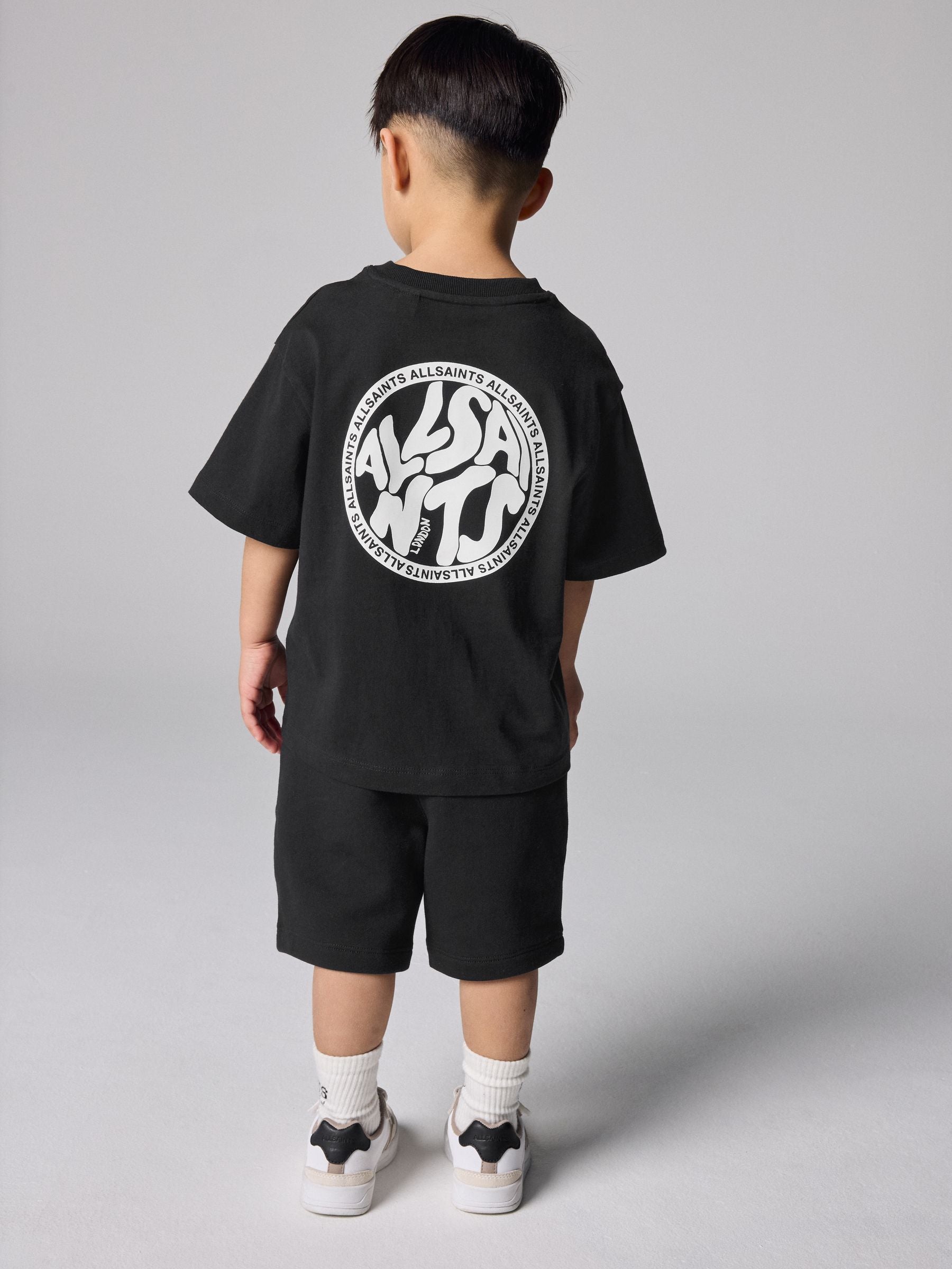 Dsiney Kidz - smALLSAINTS Black Distortion T-Shirt and Sweat Shorts Set image 4