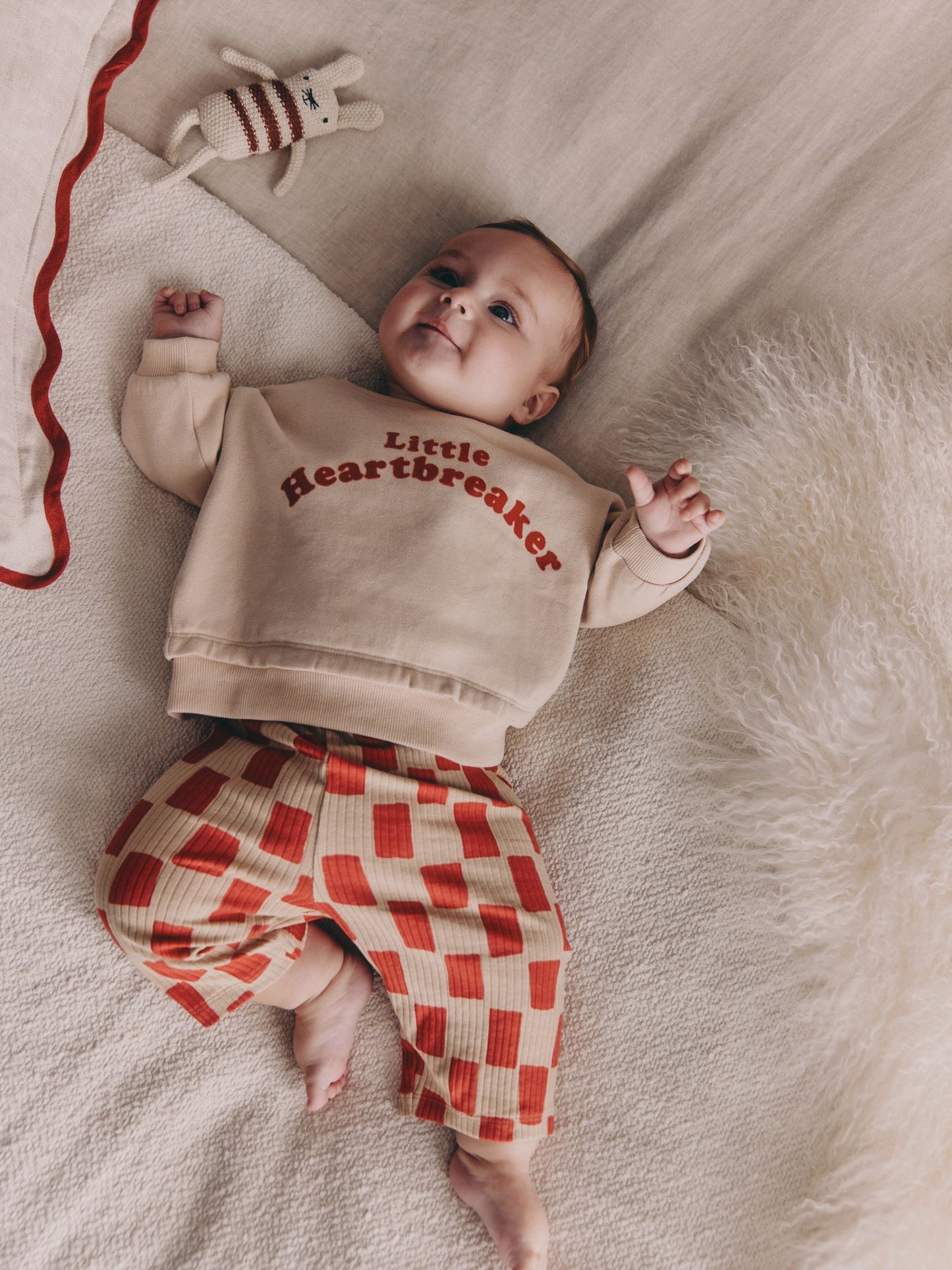 Neutral/Red Heartbreaker Sweatshirt and Leggings Baby Set (0mths-2yrs) image 1