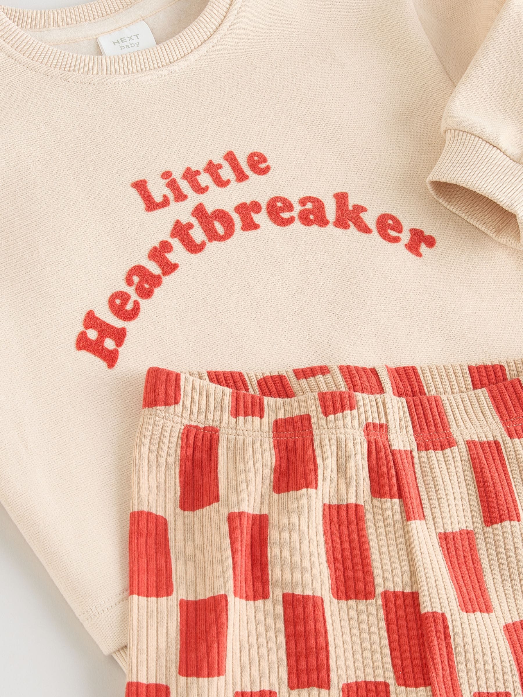 Neutral/Red Heartbreaker Sweatshirt and Leggings Baby Set (0mths-2yrs) image 3