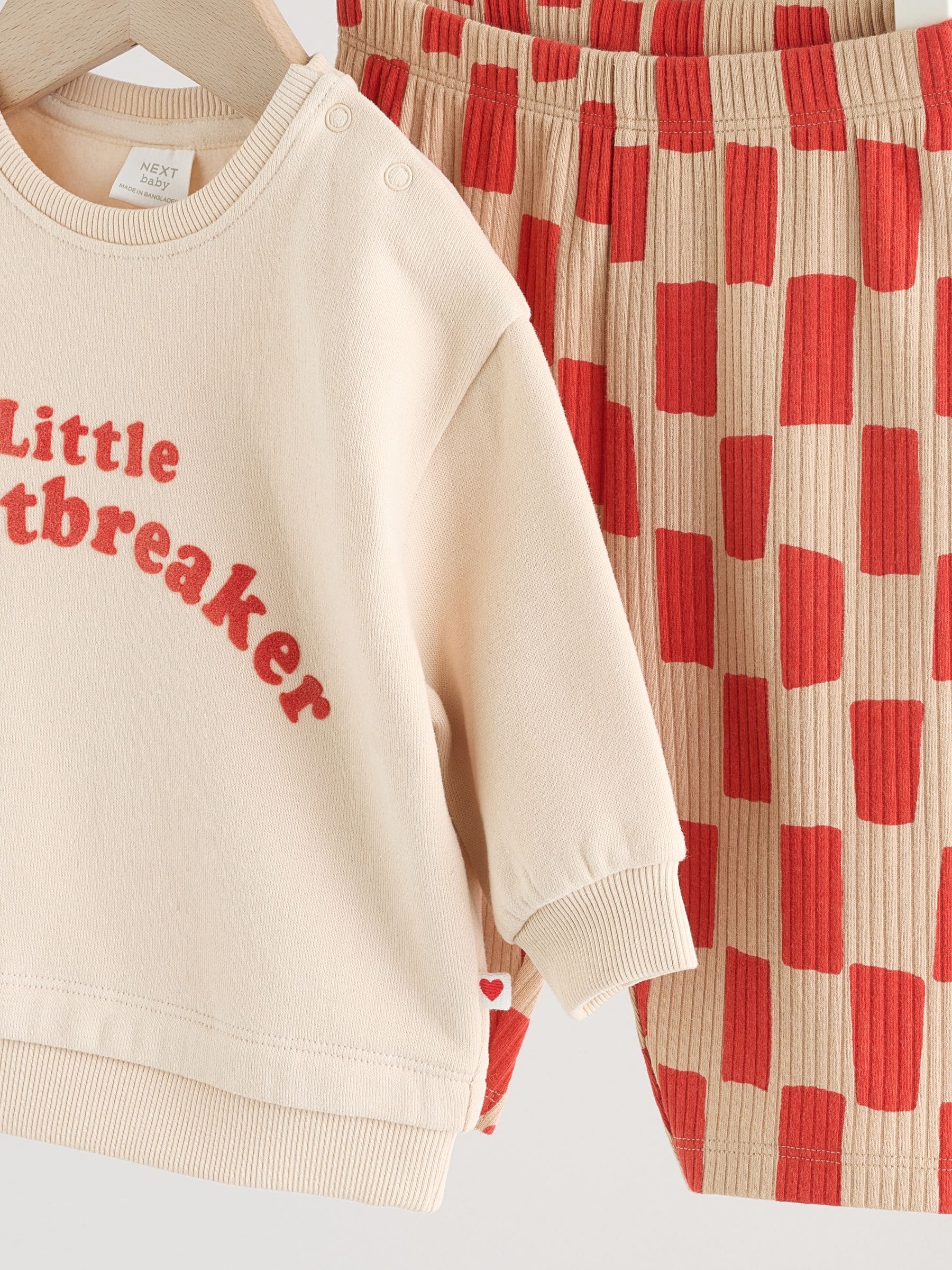 Neutral/Red Heartbreaker Sweatshirt and Leggings Baby Set (0mths-2yrs) image 5