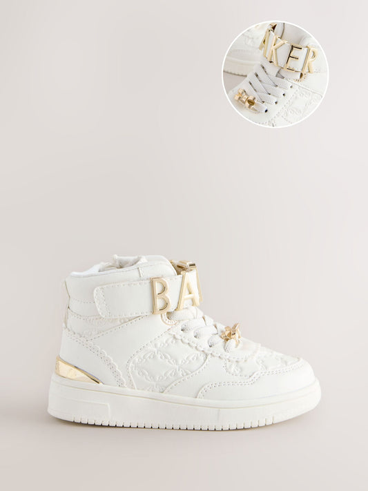 Baker by Ted Baker Girls White Charm Hi-Top Trainers image 1