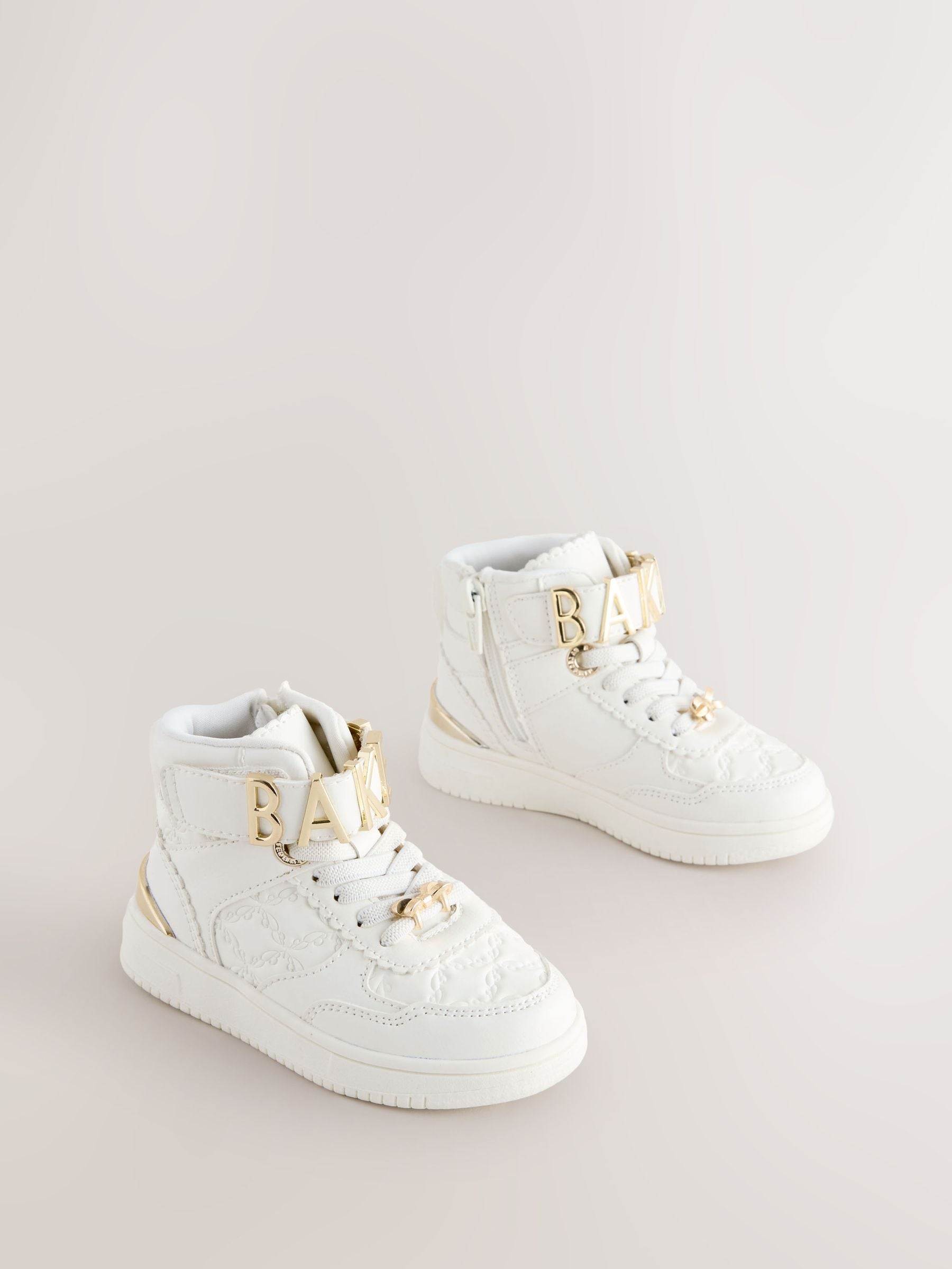 Baker by Ted Baker Girls White Charm Hi-Top Trainers image 2