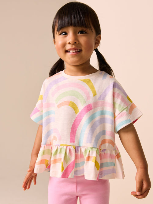 Rainbow Short Sleeve Peplum T-Shirt (3mths-7yrs) image 1