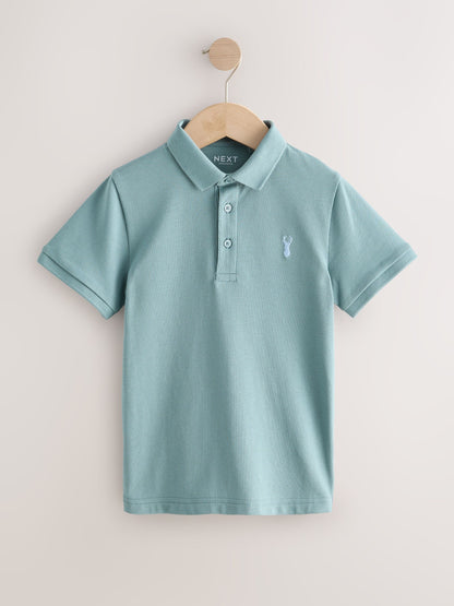 Dsiney Kidz - Light Blue/Navy/Mineral Short Sleeve Polo Shirts 3 Pack (3-16yrs) image 2
