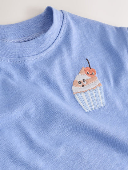 Blue Cupcake Short Sleeve Embroidered T-Shirt (3mths-7yrs) image 6