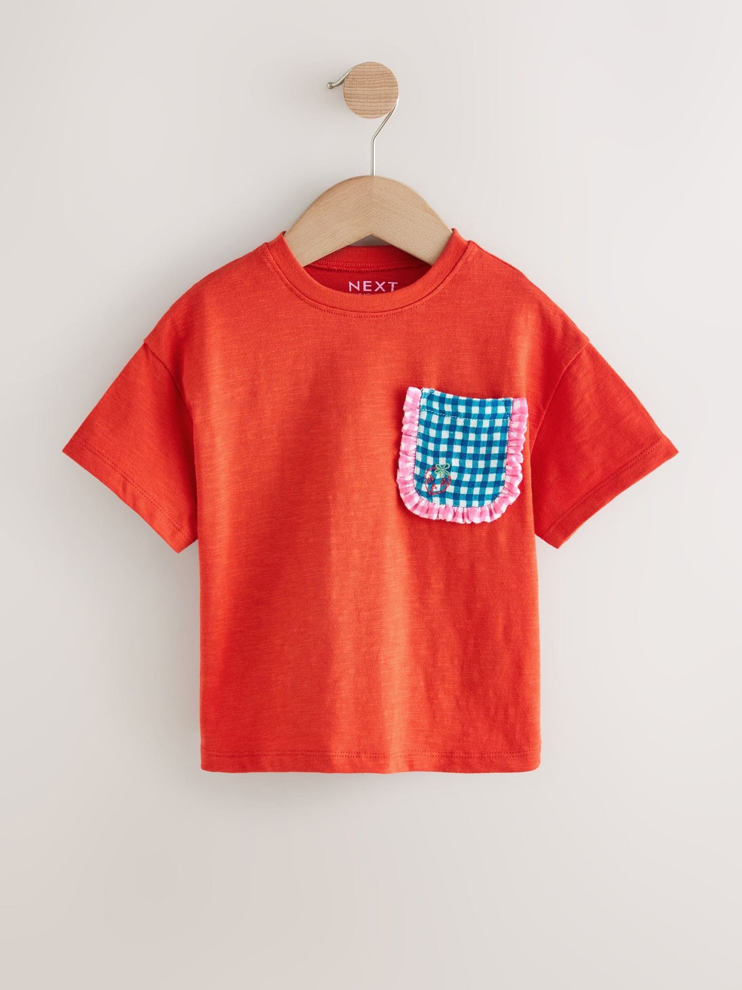 Red Gingham Short Sleeve Pocket T Shirt (3mths-7yrs) image 4