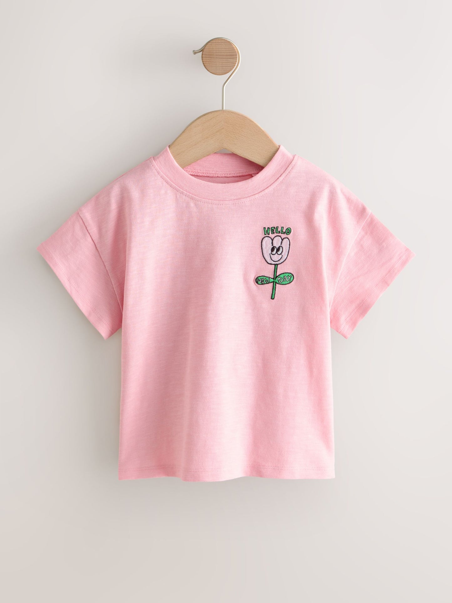 Pink Flower Short Sleeve Embroidered T-Shirt (3mths-7yrs) image 6