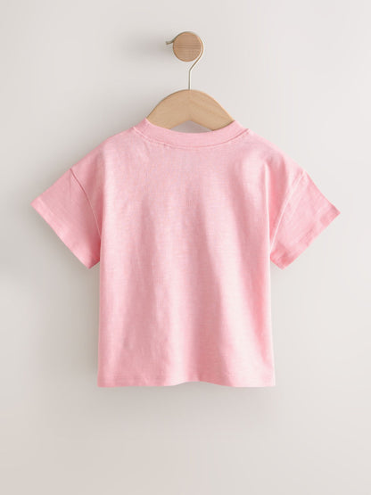 Pink Flower Short Sleeve Embroidered T-Shirt (3mths-7yrs) image 7