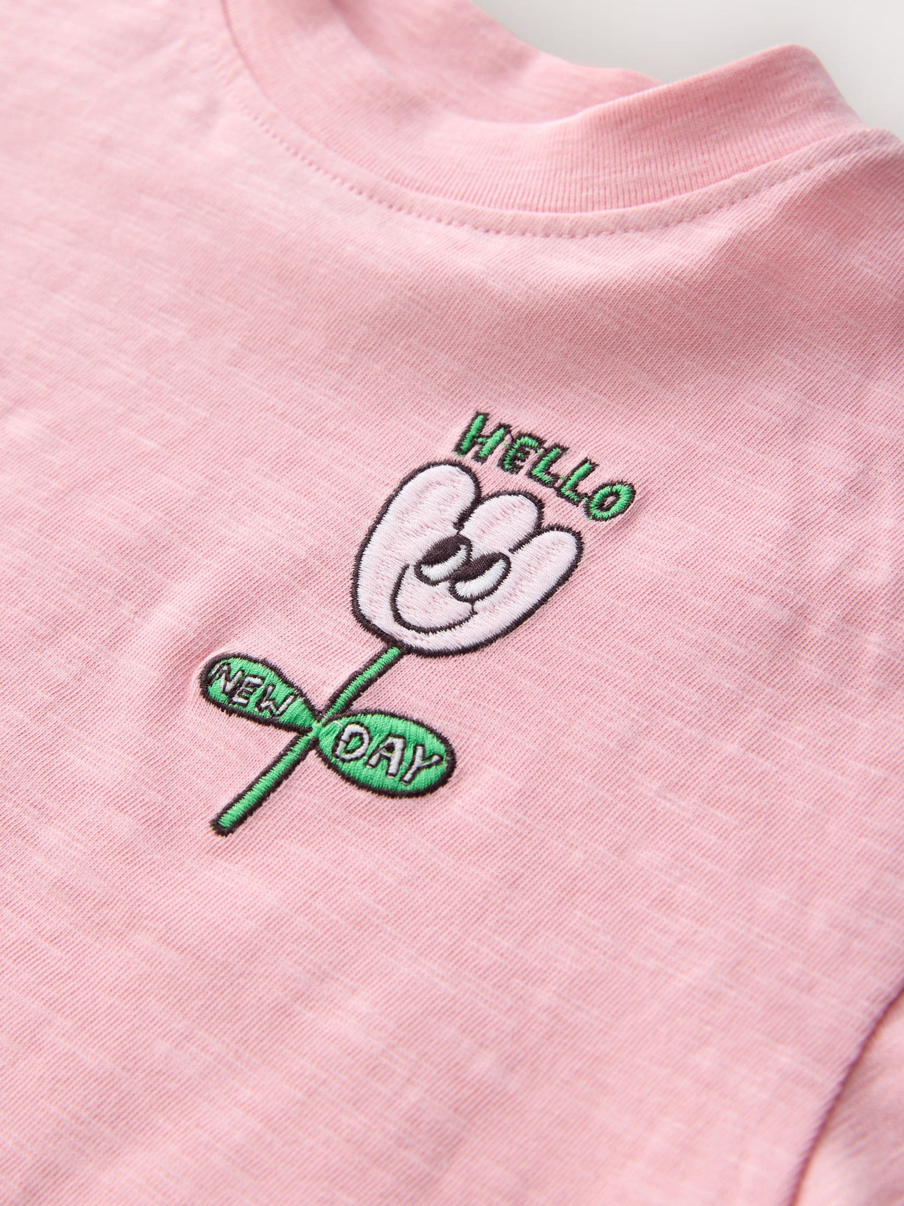 Pink Flower Short Sleeve Embroidered T-Shirt (3mths-7yrs) image 8