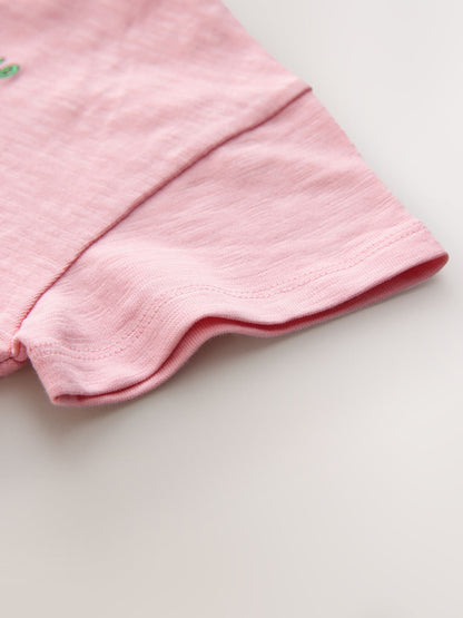 Pink Flower Short Sleeve Embroidered T-Shirt (3mths-7yrs) image 8