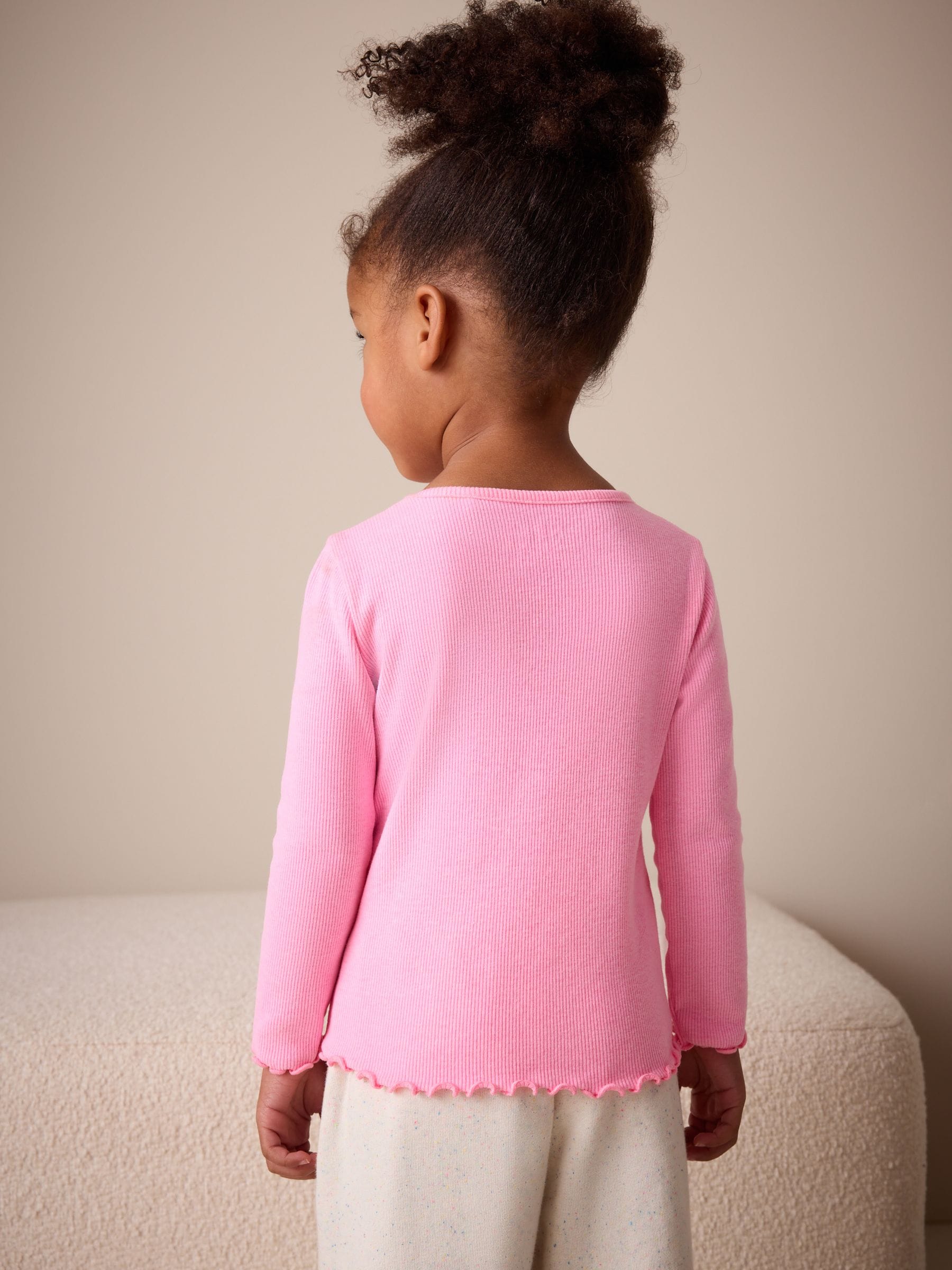 Dsiney Kidz - Pink Rib Long Sleeve T-Shirt (3mths-7yrs) image 3