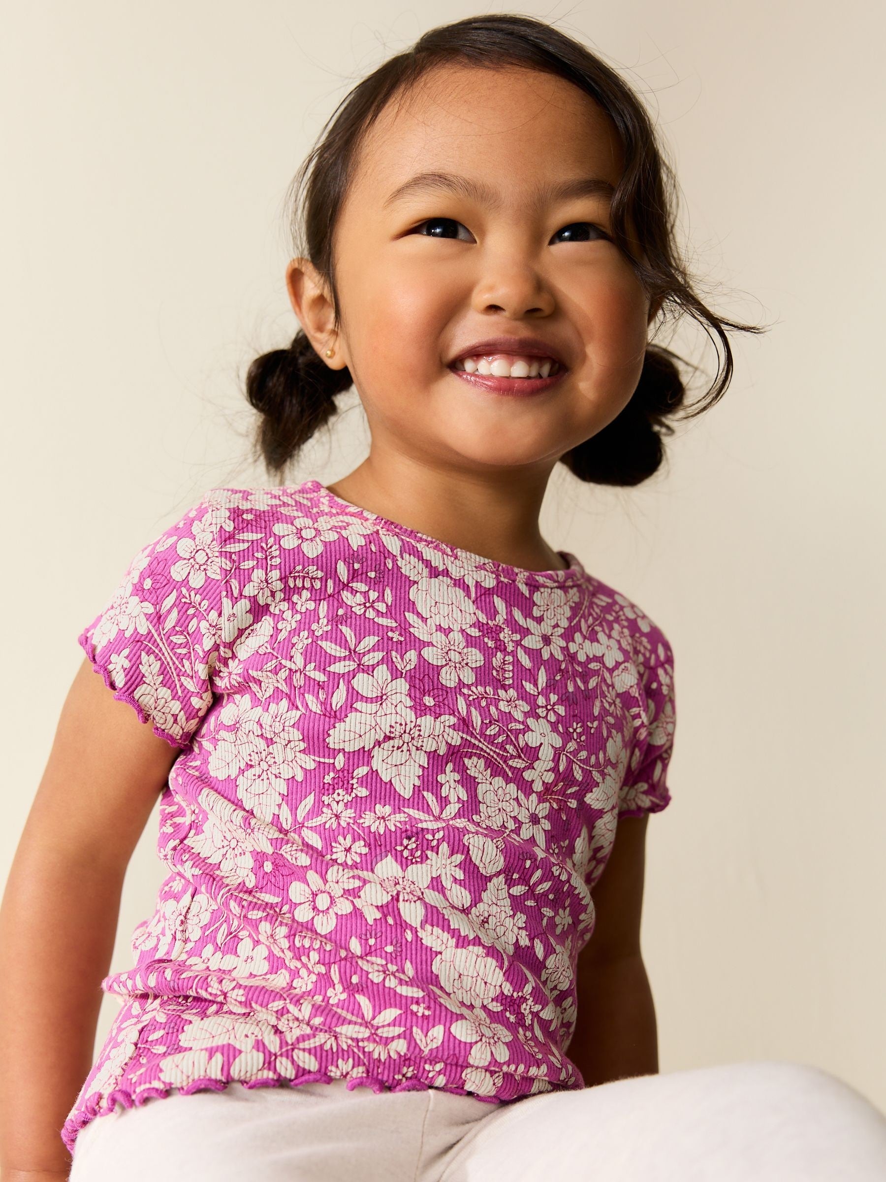 Purple Floral Short Sleeve Rib T-Shirt (3mths-7yrs) image 1