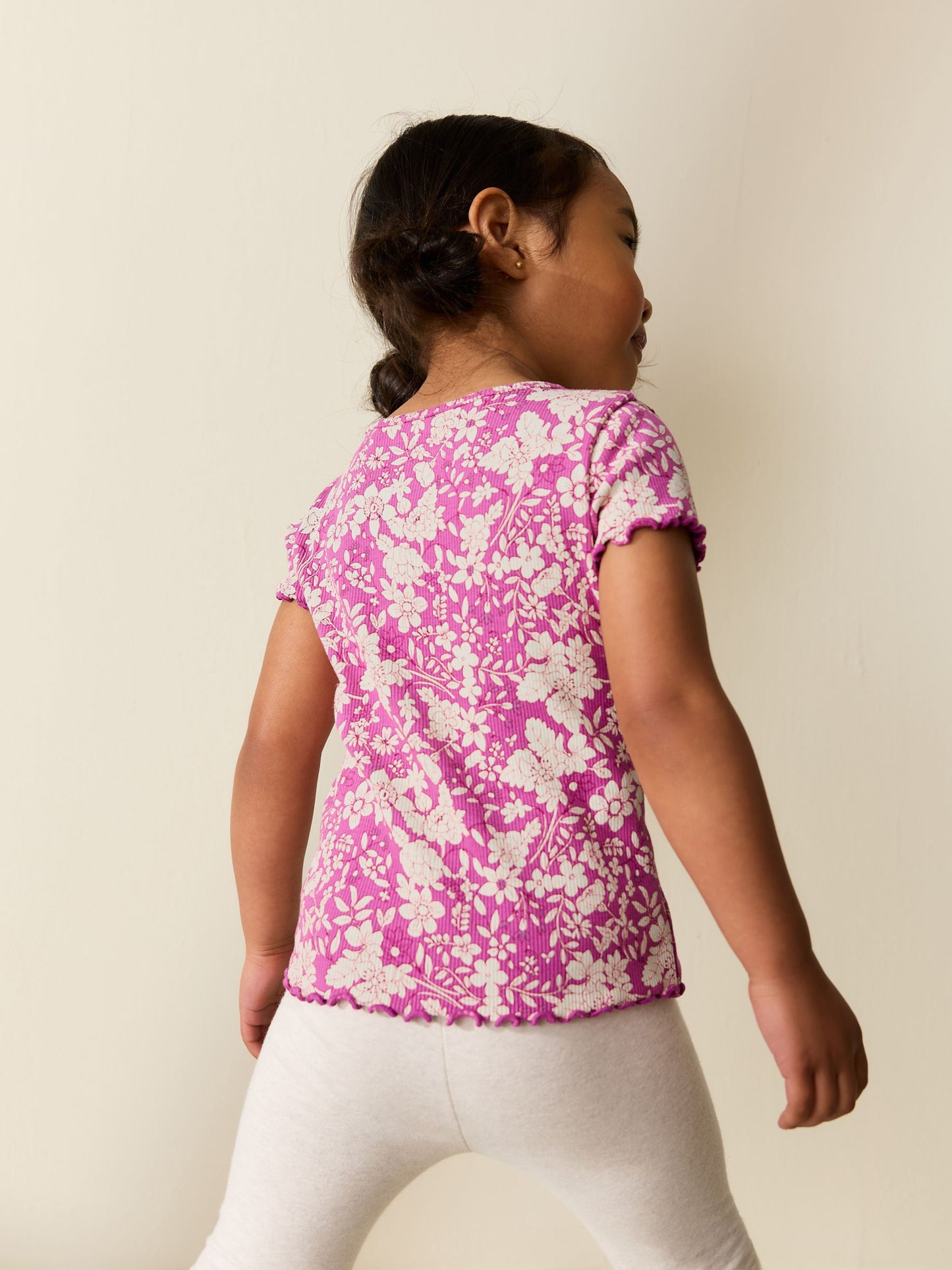 Purple Floral Short Sleeve Rib T-Shirt (3mths-7yrs) image 3