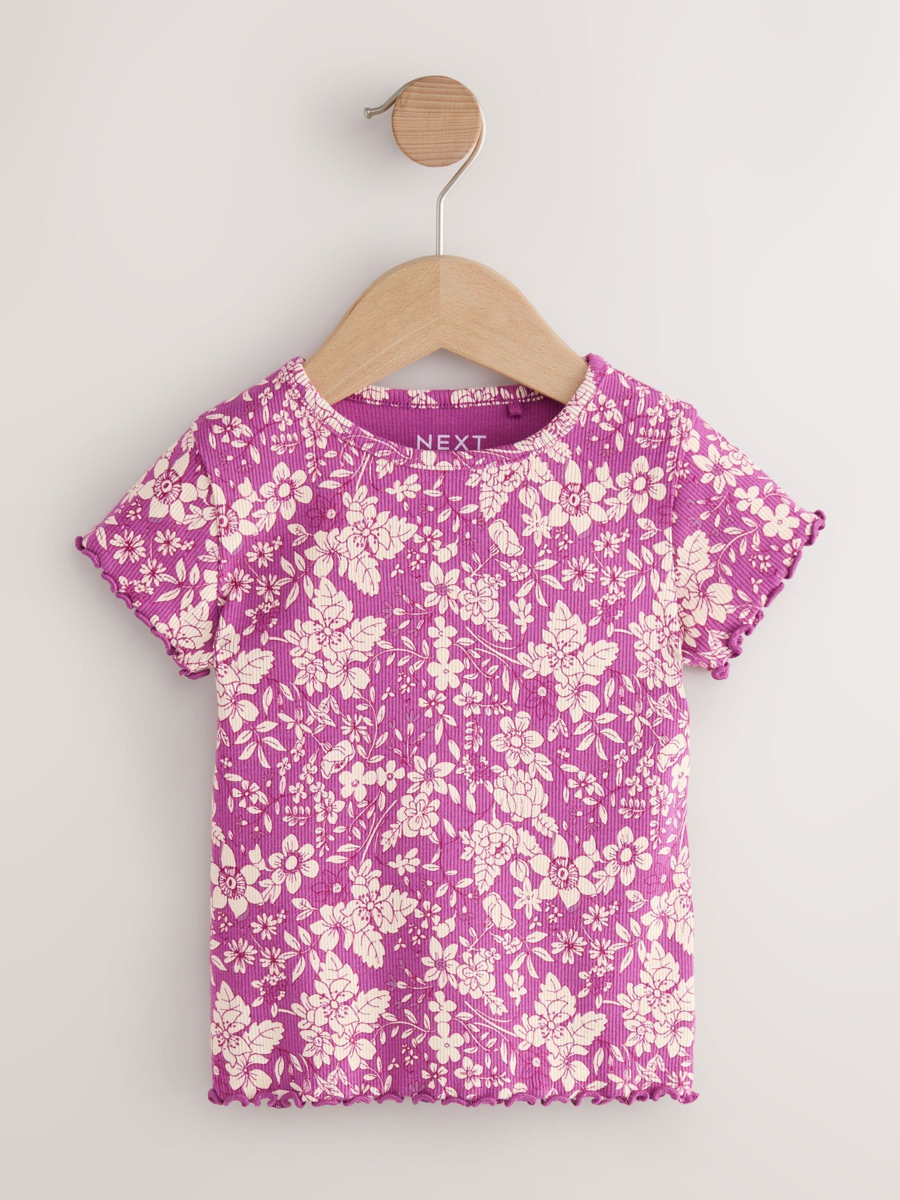 Purple Floral Short Sleeve Rib T-Shirt (3mths-7yrs) image 4