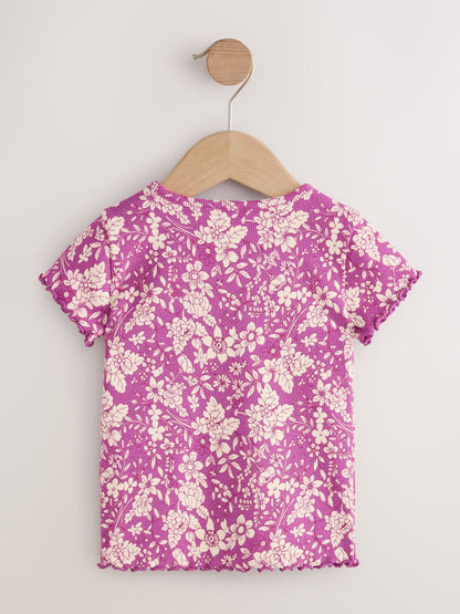 Purple Floral Short Sleeve Rib T-Shirt (3mths-7yrs) image 5