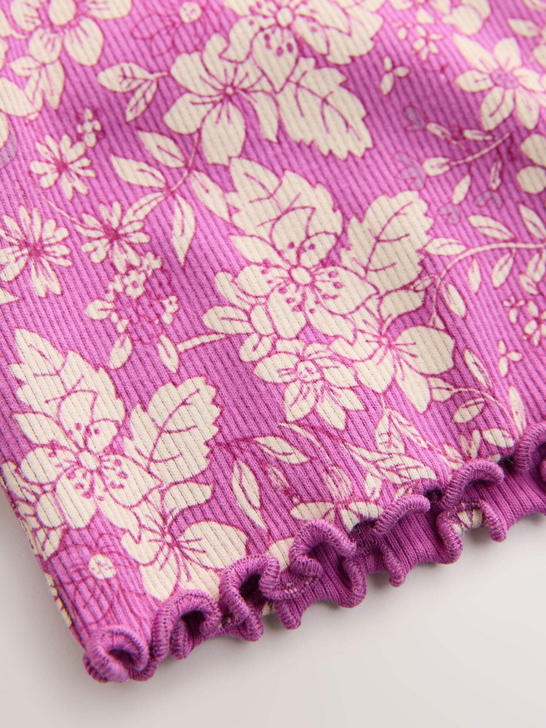 Purple Floral Short Sleeve Rib T-Shirt (3mths-7yrs) image 7